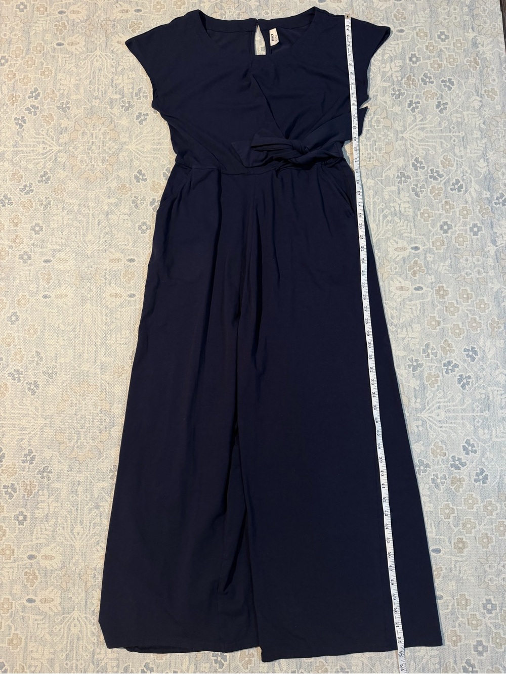 Pact Navy Jumpsuit - Cap Sleeve, Organic Cotton, Sustainable, Natural Fiber - Picture 7 of 10